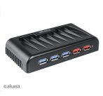 AKASA HUB USB Connect 7EX, 7x USB 3.0, 2 nabíjecí porty USB, s napájecím adaptérem